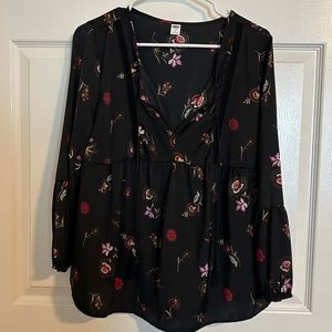Black floral blouse